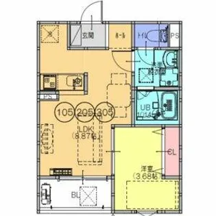 F+style藤井寺道明寺1号館【1階】の間取り