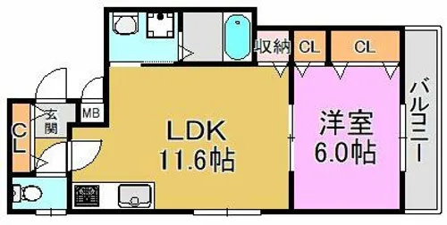 クリエオーレ稲田本町【3階】の間取り