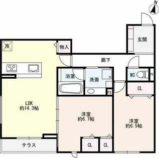 Croix Rousse(クロワルース)【106号室】の間取り