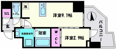 セレニテ難波プリエ【9階】の間取り