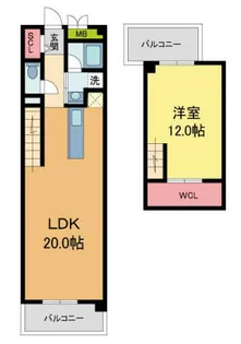 夙川フラット【303号室】の間取り