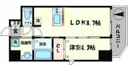 プレサンス難波クチュール【6階】の間取り