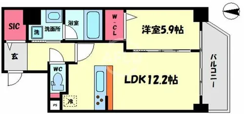 パークサイド本町【4階】の間取り