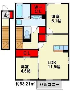 オータムコート 1棟【2階】の間取り