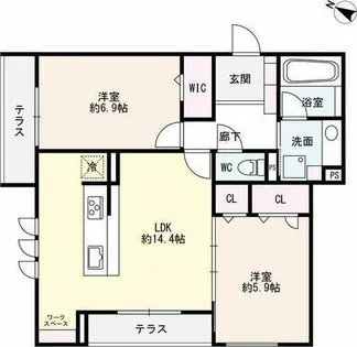 Croix Rousse(クロワルース)【1階】の間取り