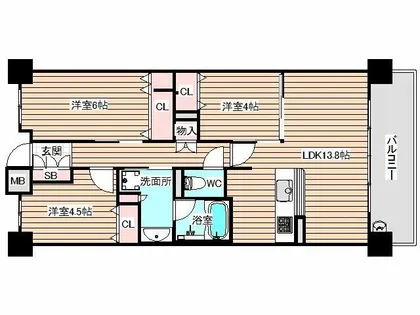 ハルモシティ【14階】の間取り