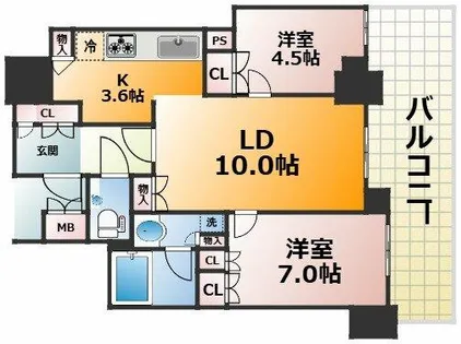 ザ・ファインタワー大阪肥後橋【19階】の間取り