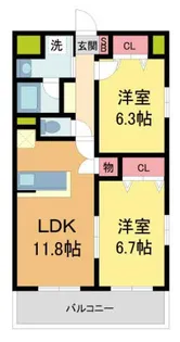カーヨパレス鳴尾【501号室】の間取り