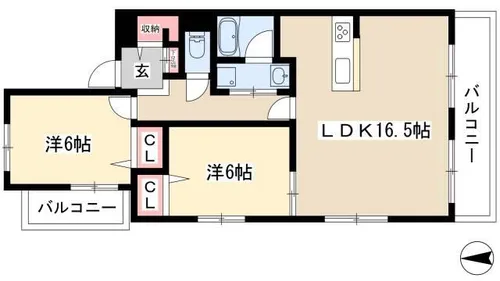 クリスタルスクエア【3階】の間取り
