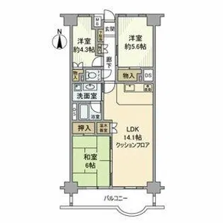 コミュニタス千代が丘S棟【11階】の間取り