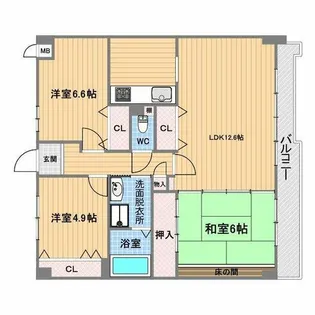 ルミエール西宮【3階】の間取り