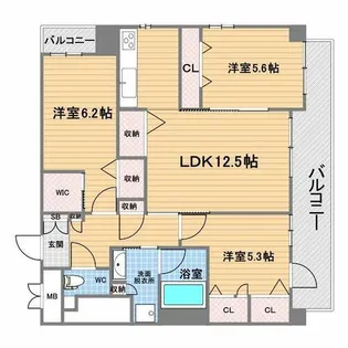 CASA甲子園口Ⅰ【205号室】の間取り