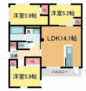 ぺリラ大森【102号室】の間取り