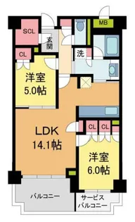 ルネグラン夙川北名次【2階】の間取り