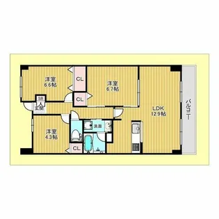 インプルーブ緑地公園【7階】の間取り