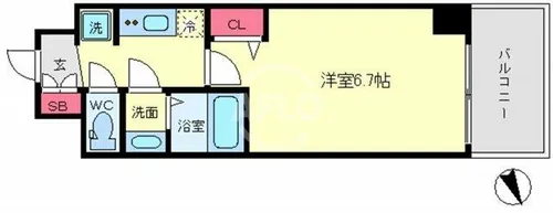 プレサンスOSAKA DOMECITYクロスティ【11階】の間取り