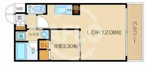 アーバネックス西長堀【3階】の間取り