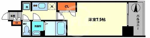ファステート難波WESTディオン【3階】の間取り