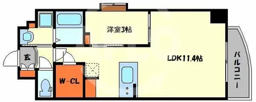 マリンズ弁天町【3階】の間取り