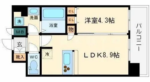 プレサンス難波セレクト【11階】の間取り