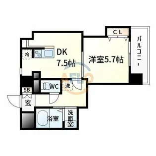 セレブコート新北野【8階】の間取り