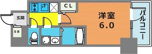 エスリード神戸レジデンス【6階】の間取り