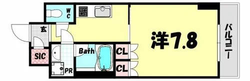 プラネソシエ神戸元町【6階】の間取り