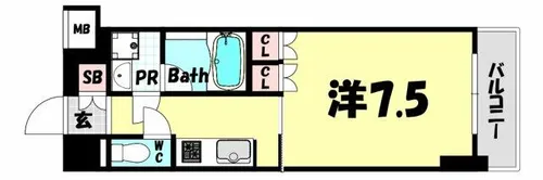 プラネソシエ神戸元町【6階】の間取り