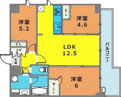 エステムプラザ神戸水木通グランクロス【15階】の間取り