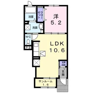 メゾン グレーヌ 塩屋B【1階】の間取り