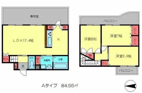 KLINGELBAUM下鴨【1階】の間取り