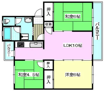 郡山団地A-24棟【4階】の間取り