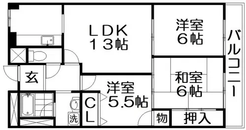 マンション新屋【3階】の間取り
