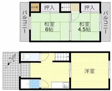 大阪府東大阪市上六万寺町【一戸建】の間取り
