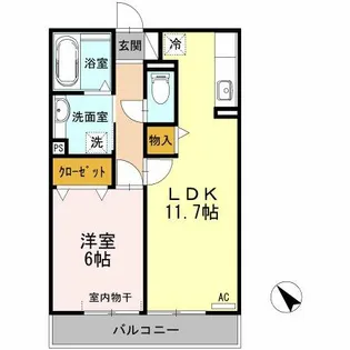 ラフィネ横山 A・B棟【B203号室】の間取り