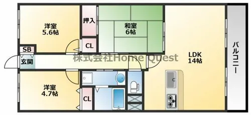 フレーシア布施【1階】の間取り