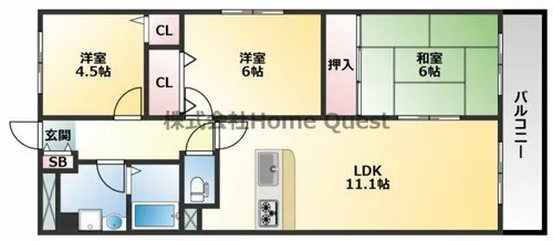 フレーシア布施【3階】の間取り