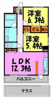 CLAIR美園(クレールミソノ)【1階】の間取り