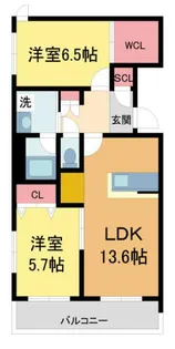 コート ヴィニヤード【201号室】の間取り