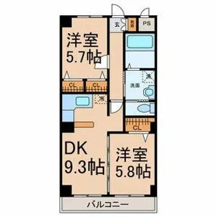 クレセール松岡2【2階】の間取り