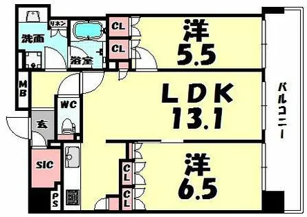 ブランズタワー御堂筋本町【20階】の間取り