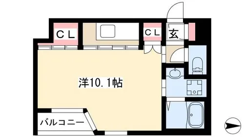 SPACE CUBE HONJIN【111号室】の間取り