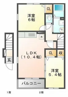 エステート上口【2階】の間取り