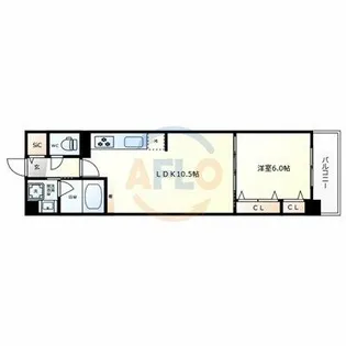 グランセジュール大国町【6階】の間取り