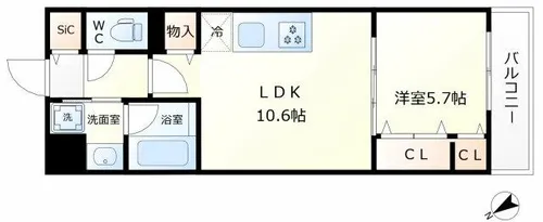サンセール海老江【8階】の間取り
