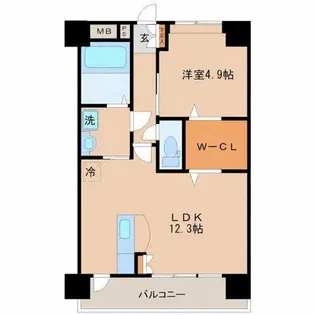 プラムフィールド東櫛原【404号室】の間取り