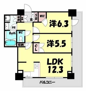 ライオンズタワー神戸元町【5階】の間取り