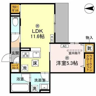 グランディーユ平野西【3階】の間取り