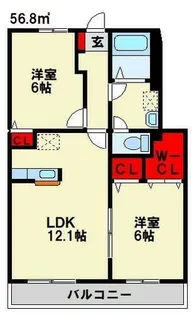 エバーステージB【102号室】の間取り