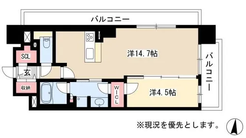 ロイヤルパークスERささしま【6階】の間取り